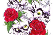 kuru kafa dövme modelleri - skull tattoo-rose tattoo
