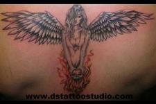 alevli melek dövmesi-angel tattoo