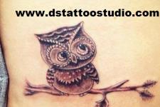 owl tattoo, baykuş dövmesi, bacak dövmesi