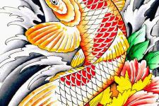 fish tattoo-lotus çiçeği